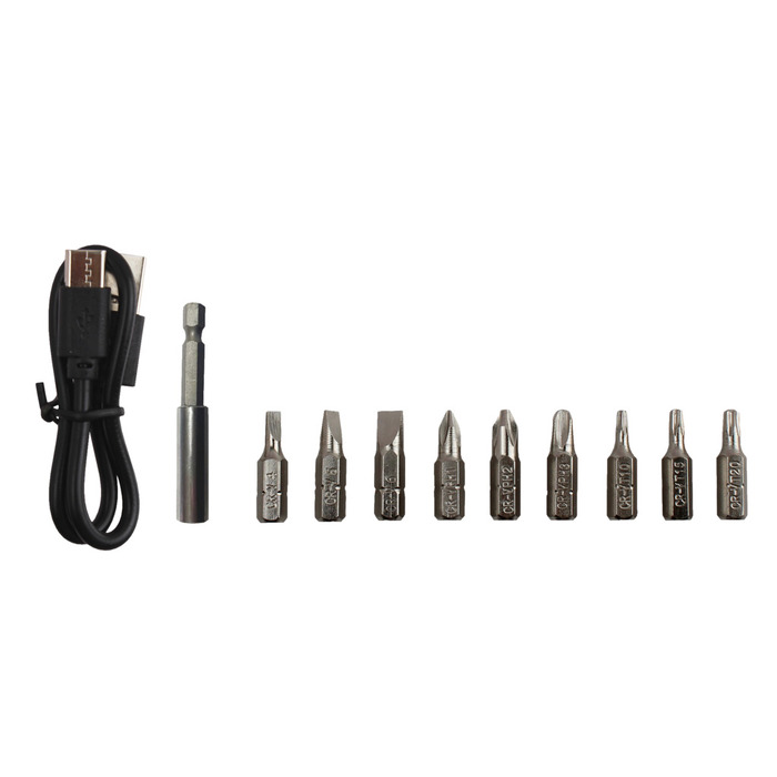 Skrutrekker 8 V med 9 bits og holder – PRIZE